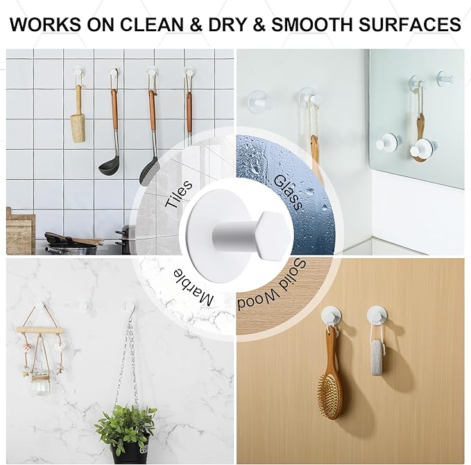 SAYAYO Adhesive Hooks for Hanging Coat, Hat, Robe, Brushes, Stick on Towel Hooks for Bathroom Kitchen, Waterproof SUS304 Stainless Steel Sticky Wall Hooks, No Nails, 4 Pack, White