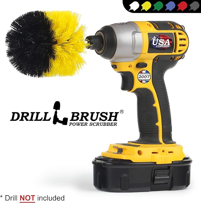 Drill Brush - The Original Drillbrush Power Scrubber - Bathroom Accessories - Shower Cleaner - Scrub Brush - Bath Mat - Shower Curtain - Bathtub - Sink - Toilet - Bidet - Flooring - Grout Cleaner