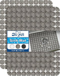 Bligli Sink Mat for Stainless Steel/Ceramic Sinks, 2 Pack 15.7x11.8 inches PVC Sink Protectors for Bottom of Kitchen Sink, Dishes and Glassware drain Mats, Durable and Fast Draining (Clear Grey)
