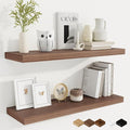 Fun Memories Floating Shelves for Wall, 32 Inch Rustic Wood Wall Mounted Shelves for Bathroom, Bedroom, Kitchen, Living Room, Deep Floating Shelves for Storage & Home Decor (Walnut, Set of 2)
