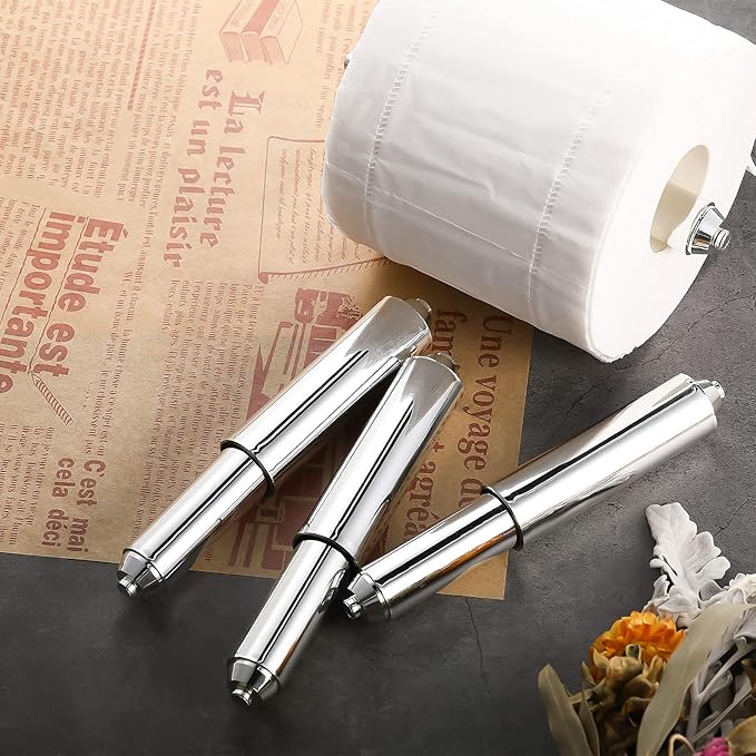 Shappy 4 Pcs Universal Toilet Paper Holder Replacement Rod Spring Loaded Plastic Retractable Paper Replacement Rod Toilet Tissue Roll Holder Insert for Bathroom Home Fixture Accessories (Silver)