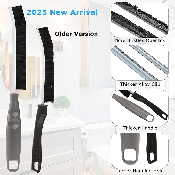 4Pcs Crevice Cleaning Brush, Lescli Hard Bristle Multi-Purpose Cleaning Tools, 2025 New Ergonomic Right Hand Handle Design Gap Grout Cleaneing Brush for Household Use Kitchen Bathroom Toilet Window