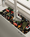 Patterned Sink Faucet Mat Kitchen Splash Guard Super Absorbent Drying Mat, Non-Slip Drain Pad for Kitchen Counter or Bathroom-15x5.5in
