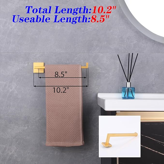 GERZWY Bathroom 2-Piece Bathroom Hardware Set Gold Stainless Steel - Toilet Paper Holder Towel Ring IG1856-2BE