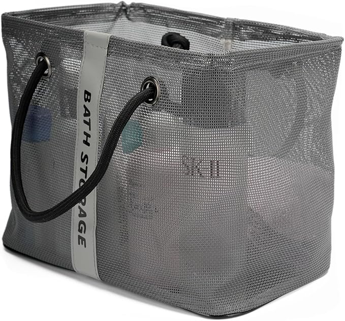 Bath Storage Shower Caddy Organizer for Bathroom, College Dorm, Camp, Gym (Small Grey)