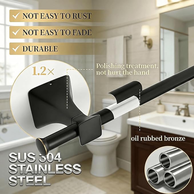 Sturdy Toilet Paper Holder Wall Mount,Premium SUS 304 Stainless Steel Rustproof Toilet Paper Roll Holders for Bathroom, Washroom,Kitchen (Black with Bronze Border)