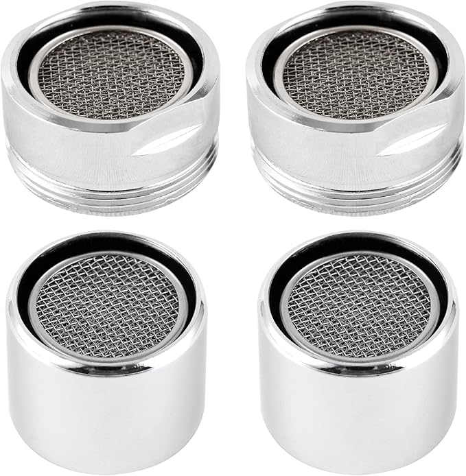 iFealClear 4 Pack Faucet Aerator, Stainless Steel Kitchen Sink Faucet Aerator Adapter with Solid Brass Shell, Male and Female Thread Water-conserving Bathroom Filter with Gasket, Chrome