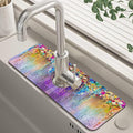 Abstract Watercolor Flowers Dish Drying Mat for Kitchen Sink Splash Guard Behind Faucet Sink Mat Absorbent Fast Drying Faucet Draining Mat for Bathroom Kitchen 5.5"×15"