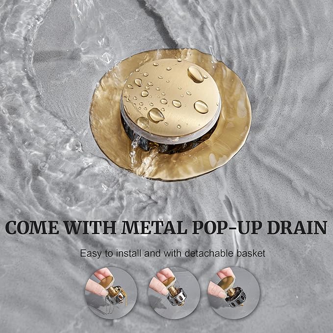Ultimate Unicorn Bathroom Faucet for Sink Champagne Brown, 4 Inch Bathroom Faucet for 3 Hole or 2 Hole, 2 Handle Waterfall Faucets with Pop up Drain, Centerset Faucets for RV Counter
