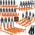 Housolution Steel Garage Hooks - 30Pack Anti-Slip Coating, Heavy Duty Wall Mount Hooks for Bikes, Garden Tools, Ladders, Hose, Bulk Items Ropes, Garage Tool Organizer with Extension Cord Wrap, Orange