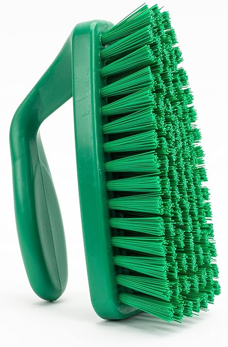 SPARTA Scrub Brush with Iron Shaped Handle and Stiff Bristles, Heavy Duty Scrubber Brush for Kitchen, Bathroom, Shower, Tile, Sink, Carpet and Bakepans, Polypropylene, 6 Inches, Green