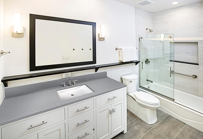 MSI Sparkling Gray Vanity Top with Under Mount Rectangle Single Bowl Ceramic Sink, Engineered Marble Stone, 4" CC Faucet Holes, 61"X22"