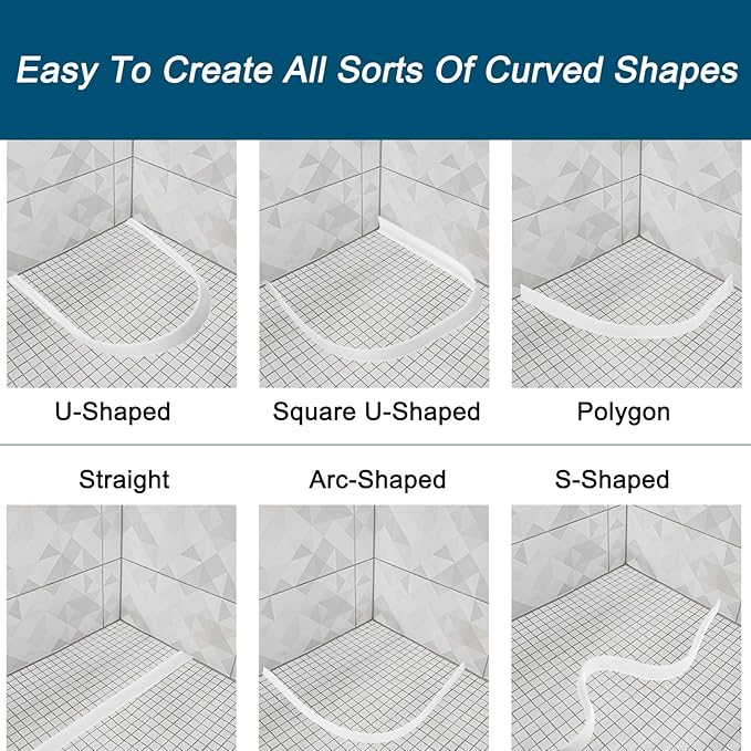 uxcell 78 Inch Collapsible Shower Barrier Stopper Water Splash Guard Blocker 79"Lx0.8"Wx0.5"H for Bathroom Kitchen Wet and Dry Separation, Gray