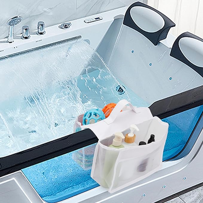 Saddle Shape Bath Organizer, 2 Compartments Wide Opening Bathtub Holder for Tub, Bath Storage Organizer for Tub, Easy Access, Mesh Shower Holder