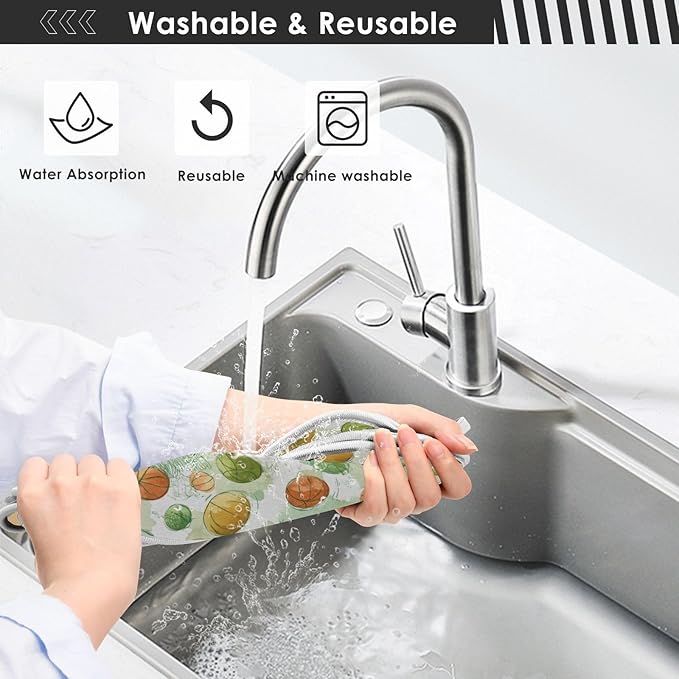 2 PCS Kitchen Sink Splash Guard 14.9 Inch Faucet Mat for Kitchen Sink Bathroom Sink Faucet Absorbing Drip Drain Mat Pad Microfiber Soft Washable Orange and Green Basketball Stars