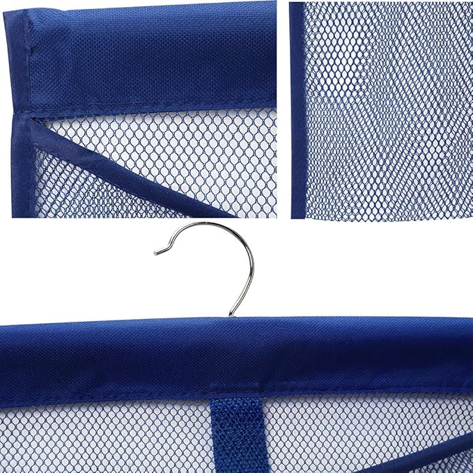 Portable Mesh Pocket with Rotatable Hanger, Quick Dry Serial Type Bath Storage Organizers for Travel, Camper, RV, Gym, Cruise, Cabin, College Dorm Shower(Blue)