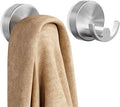 TAILI 304 Stainless Steel Bathroom Suction Hooks for Towel, Bathrobe, Loofah, Patented Strong Suction Cup Holder, No Damage Hanging Glass Shower Wall Hook, Double-Hook Sleek Design, 2 Pack, Silver