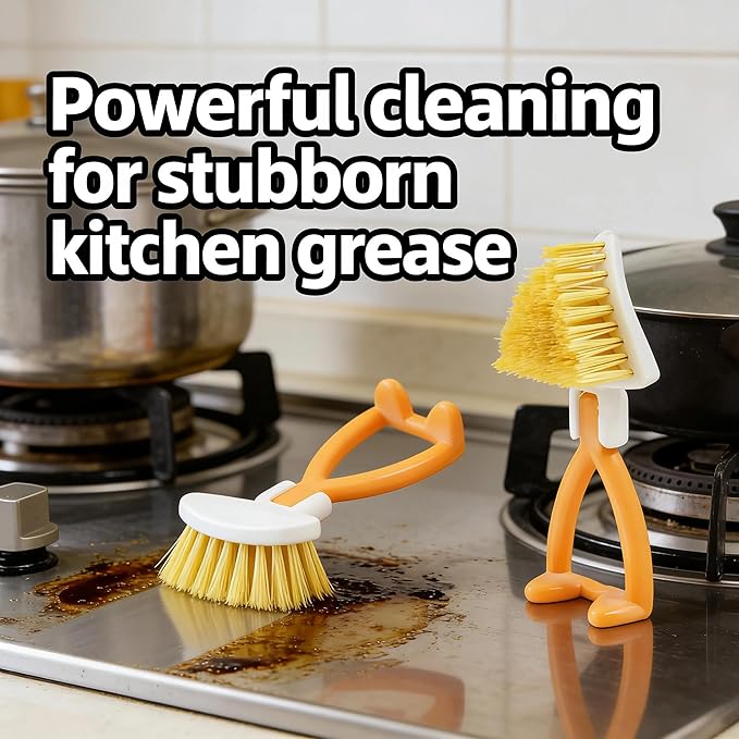 V-Shape Crevice Cleaning Brush with Stand-Up Design Foldable Triangular Grout Scrub Brush for Kitchen Sinks, Bathroom Corners,Tile Floors,Ideal for Gaps,Aseboard And Patio Deck & Window Tracks