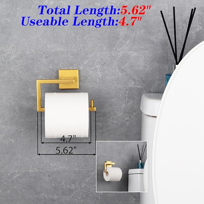 GERZWY Gold Stainless Steel Toilet Paper Holder Paper Towel Dispenser Tissue Roll Hanger Wall Mounted JG1905-BE