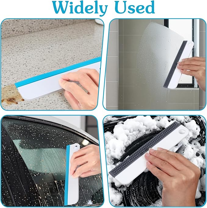 2 Pack Mini Soft Rubber Squeegees, 6.38'' All-Purpose Super Flexible Blade, Multi-Use Cleaning & Installation Tool, Suitable for Mirrors, Countertops, Also Ideal for Car Vinyl Wrapping (Blue)