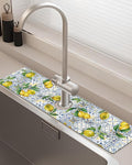 Patterned Sink Faucet Mat Kitchen Splash Guard Super Absorbent Drying Mat, Non-Slip Drain Pad for Kitchen Counter or Bathroom-24x5.5in
