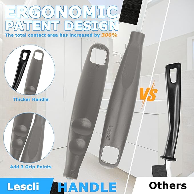 4Pcs Crevice Cleaning Brush, Lescli Hard Bristle Multi-Purpose Cleaning Tools, 2025 New Ergonomic Right Hand Handle Design Gap Grout Cleaneing Brush for Household Use Kitchen Bathroom Toilet Window