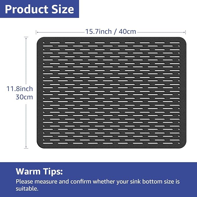 Yolife 2 Pack Kitchen Sink Mats,15.8inch x 12inch PVC Sink Protector Mat for Stainless Steel, Sink Drainer Mat Dish Drying Mat Protector Prevents Scratches,Dishes and Glassware