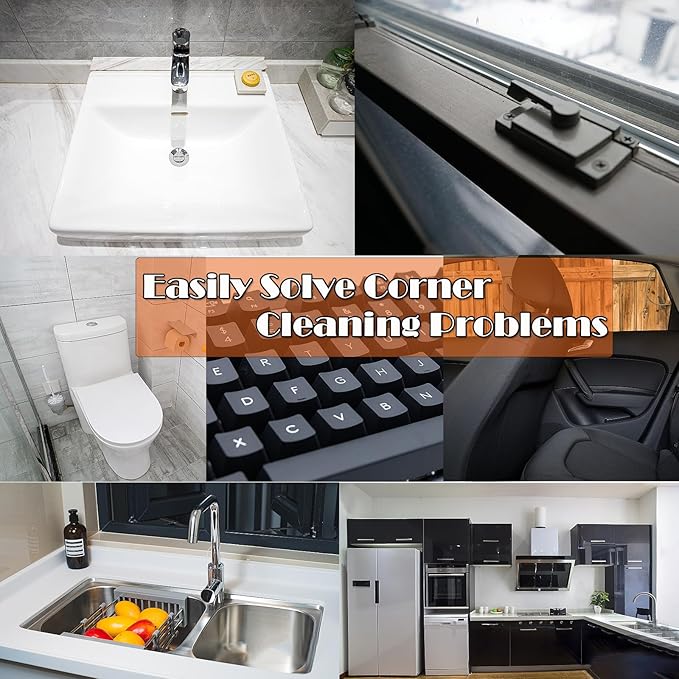 Hard Bristle Crevice Cleaning Brush Rotating Small Cleaning Brushes Set for Grout Toilet Scrub Shower Tile Skinny Gap Cleaning Tools for Household Essentials, Bathroom, Kitchen Tight Spaces