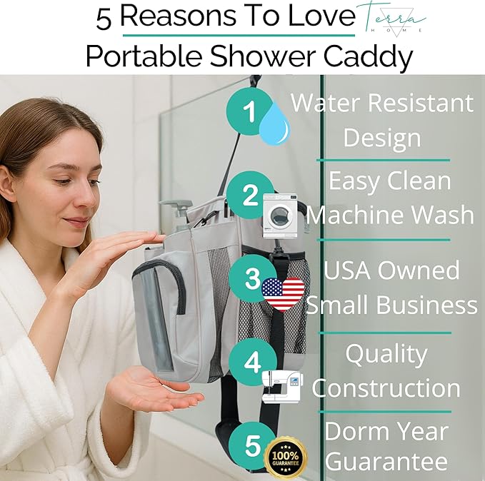 Portable Shower Caddy Bag- Large Capacity, Quick Dry with Metal Hook - Hanging Shower Bag - Breathable Mesh Toiletry Shower Tote for Gym and College Dorm (Grey, Extra Large)