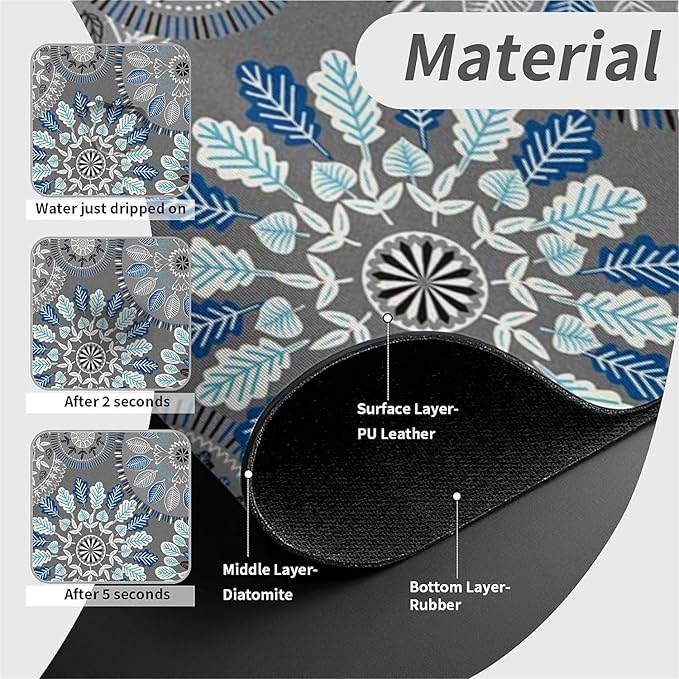 Kitchen Sink Splash Guard，Bohemian flowers Faucet Mat Sink Gadgets-Super Absorbent Fast Drying Mat Drip Catcher for Kitchen, Bathroom,Sink Mat, Dish Drying Mat, Bathroom(15" X 5.5" )