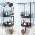 Shower Caddy Hanging, Anti-Swing Shower basket over showerhead with suction cups; Never rust Bathroom Organizer over the door, Multiple Hanging Modes Shelf with Hooks, Matte Grey