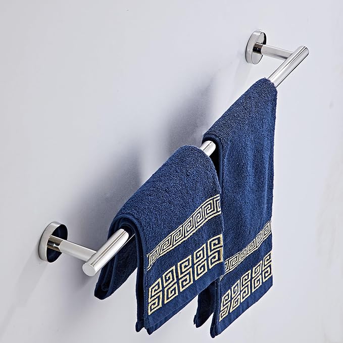 Bathroom Towel Bar, 24-Inch Towel Rack for Bathroom Wall Mounted, Chrome Thicken SUS304 Stainless Steel Towel Rod Modern Home Decor(Total Length 26-Inch)