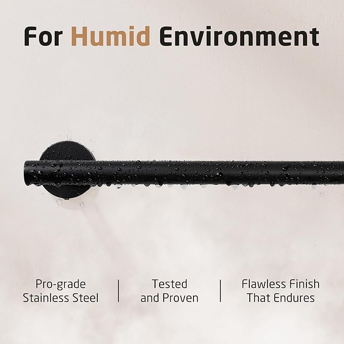 KES 6.7 Inches Matte Black Hand Towel Bar Bathroom Towel Holder Kitchen Dish Cloths Hanger SUS304 Stainless Steel RUSTPROOF Wall Mount, Total Length 9.1 Inch, A2000S23-BK