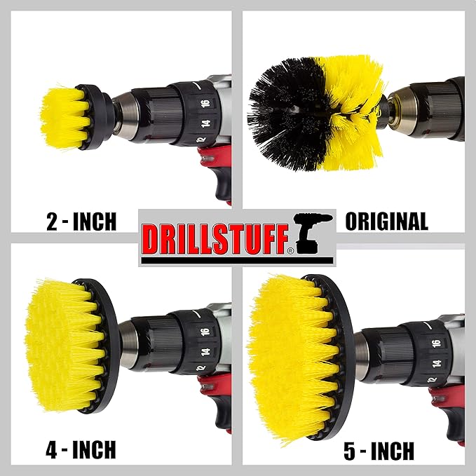 4 Piece Power Scrub Brush Kit for Tile and Grout, Tub, Shower, Sink, Porcelain, Shower Tracks, and Around fixtures