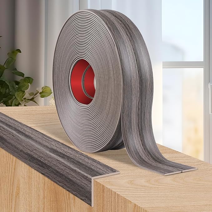 Flexible Wall Corner Protector Moulding Trim Peel and Stick Wall Corner Guards Edge Protector Self Adhesive Molding Trim Strip for Edge Ceiling (Brown Walnut Wood Grain, 2.4 in x 20 Ft)