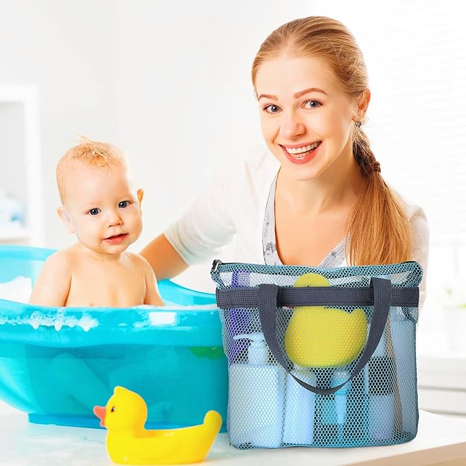 12 Pcs Mesh Shower Caddy Portable 12.2 x 10.24 In Large Gym Shower Bag Bulk with Zipper Quick Dry Shower Bag Hanging Toiletry and Bath Organizer for Swimming Camping Travel College Dorm Beach Sports