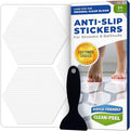 Anti-Slip Shower Stickers for Tub & Shower Floor — Original White Hex Non-Slip Bathtub Stickers, 24 Pack 3.25”, Micro-Pyramid Grip, Scraper Included, Easy Apply