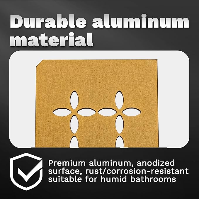 12 Inch Frosted Golden Aluminum Material Shower Niche Shelf Rectangular Bathroom Niche Shelf with Floral Design Fits Prefabricated Tile Niches 1 Pack