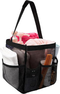 Mesh Shower Caddy Bathroom Portable College Dorm Essentials for Girls Guys Shower Tote Beach Camp Travel Hanging Toiletry Bag Black