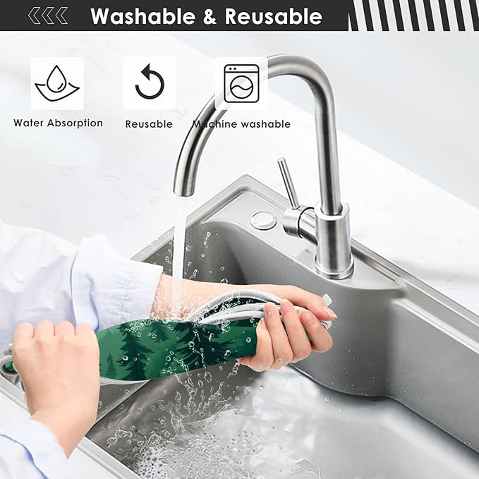 2 PCS Kitchen Sink Splash Guard 23.6 Inch Faucet Mat for Kitchen Sink Bathroom Sink Faucet Absorbing Drip Drain Mat Pad Microfiber Soft Washable Green Mountain Forest Trees