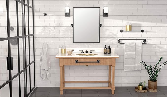 Gatco 5076MX Desinger II Robe Hook, Matte Black/Wall Mounted Double Robe and Towel Hook for Bathroom