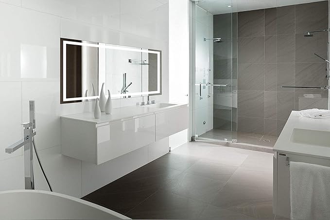 Krugg | Large 72 Inch X 30 Inch LED Bathroom Mirror | Lighted Vanity Mirror Includes Dimmer & Defogger | Wall Mount Vertical or Horizontal Installation