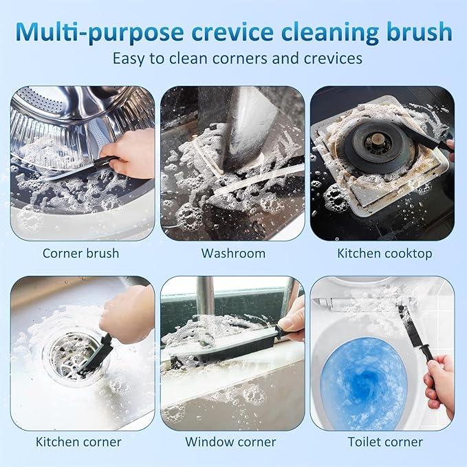 4Pcs Multifunctional Crevice Cleaning Brush Tool - Crevice Cleaning Brush - Hard Bristle Crevice Cleaning Brush - Bathroom Crevice Brush - Grout Cleaning Brush