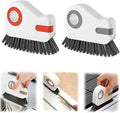 AYNUUY 2 in 1 Groove Cleaning Brush, Window Track Cleaning Tools Multifunction Grout Cleaner Tool with Tweezers and Scraper for Sliding Door Track, Window Seal, Sill (Gray Orange)