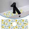 Faucet Mat for Kitchen Sink Sicilian Watercolor Lemon Blue Tile, Soft Diatom Mud Material, Strong Water Absorption, Non-slip, Easy to Clean for Bathroom, Kitchen 15"X5.5"