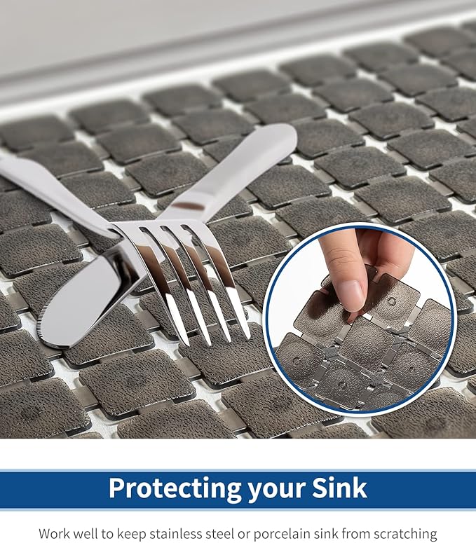 Bligli Sink Mat for Stainless Steel/Ceramic Sinks, 2 Pack 15.7x11.8 inches PVC Sink Protectors for Bottom of Kitchen Sink, Dishes and Glassware drain Mats, Durable and Fast Draining (Clear Grey)
