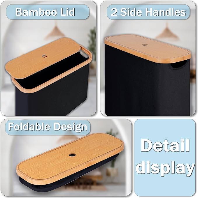 efluky Toilet Paper Storage, Toilet Paper Basket with Lid, Bathroom Storage Organizer, Free Standing Holder Up to 9 Mega Rolls, Black