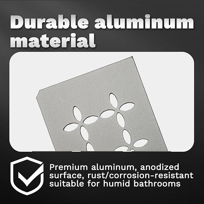 12 Inch Frosted Silvery Aluminum Material Shower Niche Shelf Rectangular Bathroom Niche Shelf with Floral Design Fits Prefabricated Tile Niches 1 Pack
