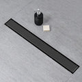 SaniteModar Linear Shower Drain,Black Shower Drain 48 inch with Flat & Tile Insert 2 in 1 Panel, with Hair Strainer and Leveling Feet…
