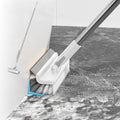 Grout Scrub Brush with 42" Long Handle Double-Sided Floor Scrub Brush V-Shape Grout Cleaner with Squeegee 180° Rotating for Tile Floors, Baseboards, Wall